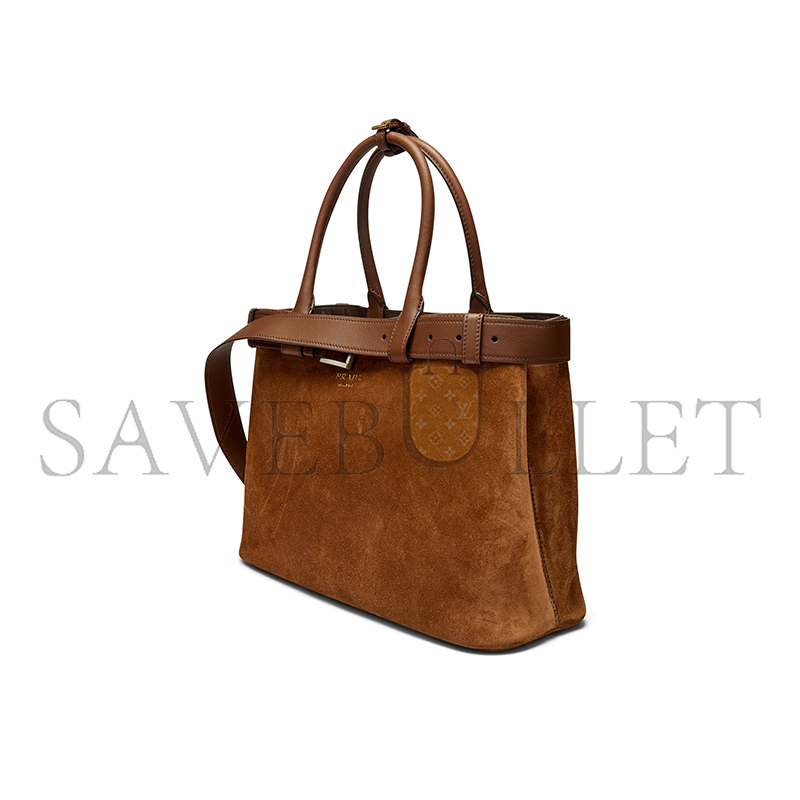 Pra*a large buckle Pra*a buckle suede bag with belt 1ba416 (38*27*14cm)